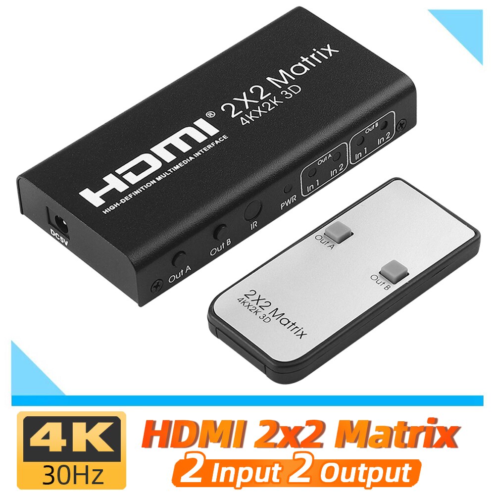 4K 30Hz HDMI Ʈ ó, 2x2 Ʈ HDMI ġ й, IR  , 2 Է 2  HDMI ó